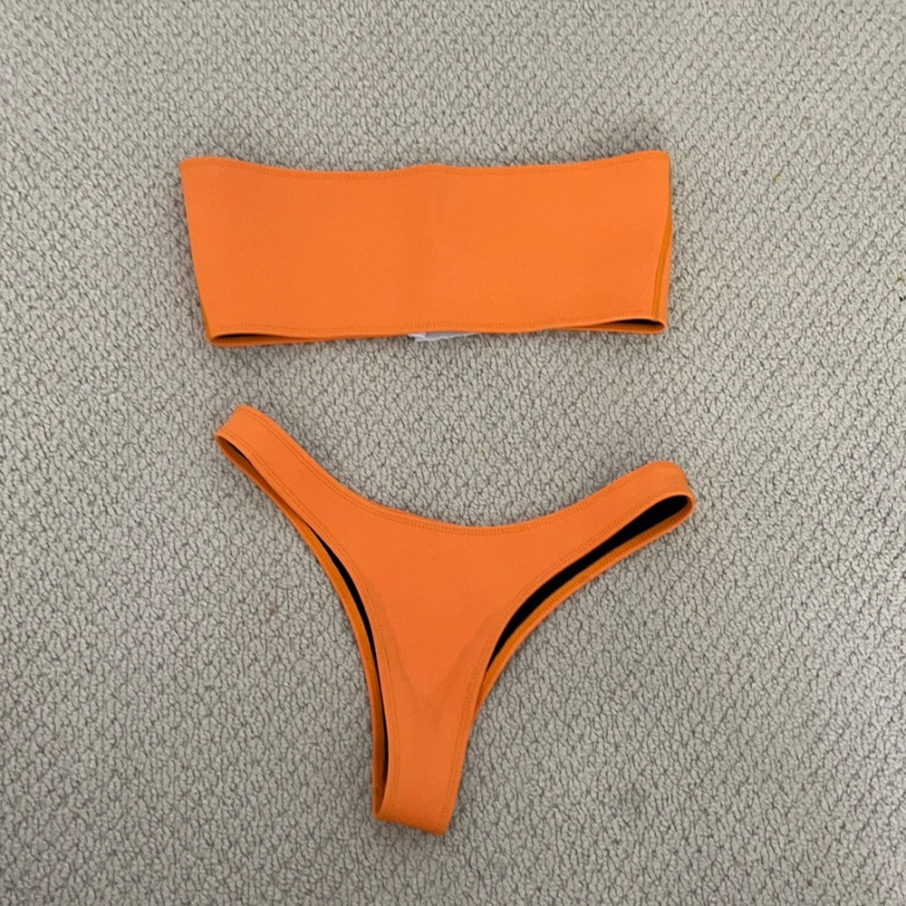 HOAKA swimwear orange neoprene bikini set